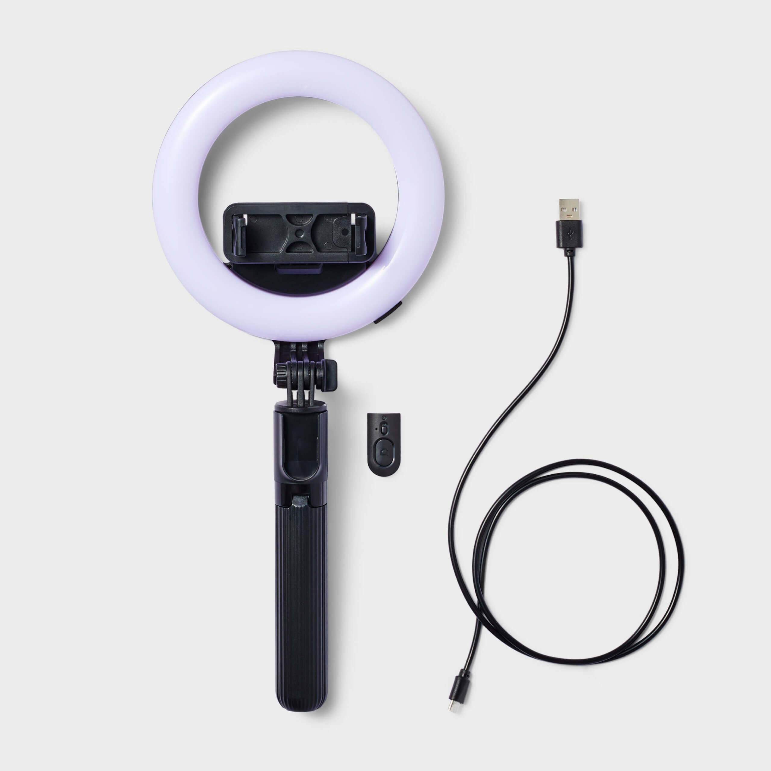 Selfie-Stick-with-Light-Black